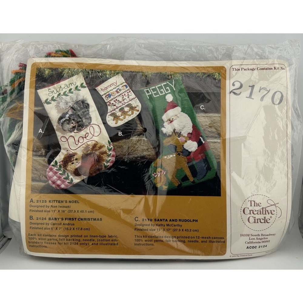 The Creative Circle Kit 2170, "Santa And‎ Rudolph" - Embroidery Kit